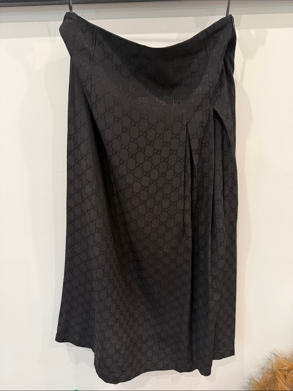 Black GG-Pattern Midi Skirt